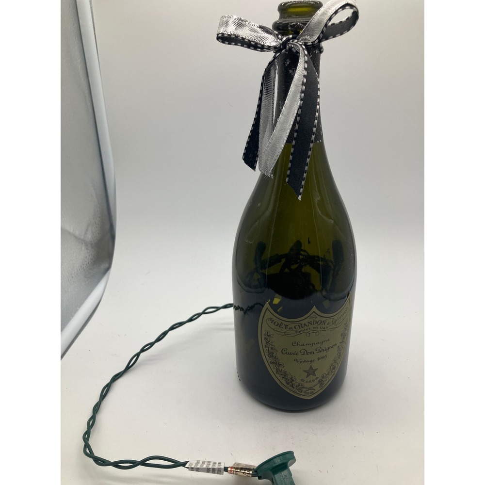 Vintage 1995 Dom Perignon Champagne Bottle Light Upcycled Bar Decor Lamp